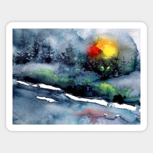 Wintertime landscape cd Sticker